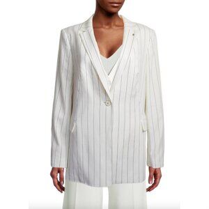 Tommy Hilfiger Women’s Blazer Ivory Striped Suit Jacket Size 16 NEW